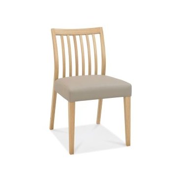 Bergen Oak Low Slat Back Chair - Grey Bonded Leather (Pair) Bergen Oak Low Slat Back Chair - Grey Bonded Leather (Pair)