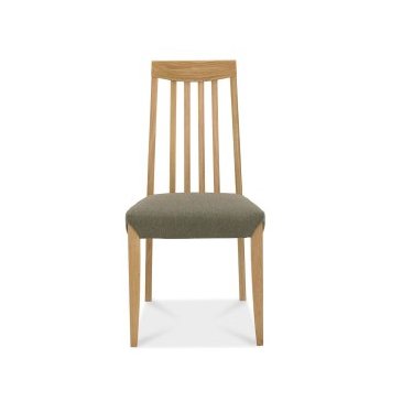 Bergen Oak Slat Back Chair - Black Gold Fabric (Pair)