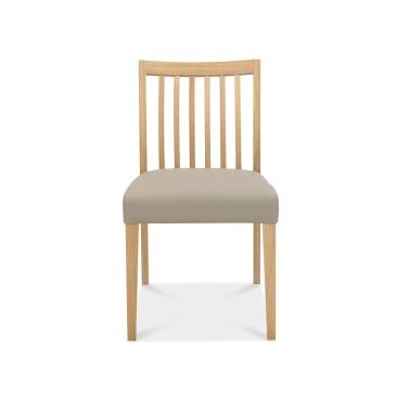 Bergen Oak Slat Back Chair - Grey Bonded Leather (Pair)