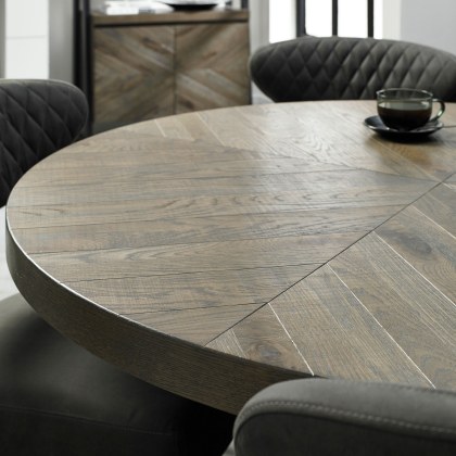 Ellipse Fumed Oak Circular Dining Table