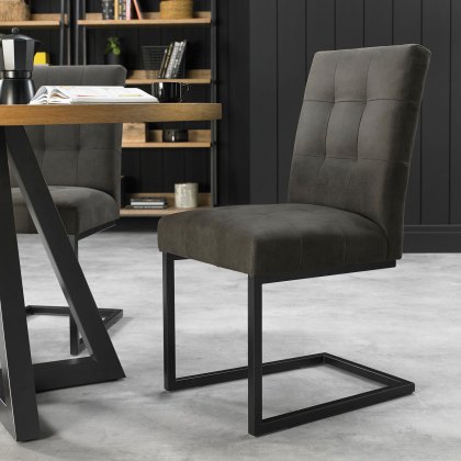 Indus Upholstered Cantilever Chair - Dark Grey Fabric (Pair)