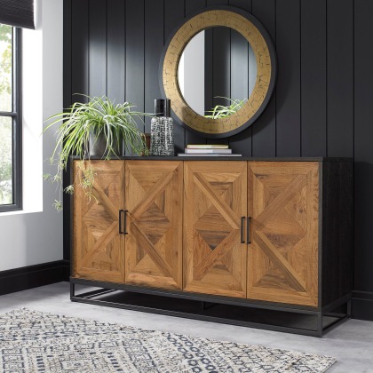 Indus Rustic Oak Peppercorn Wide Sideboard