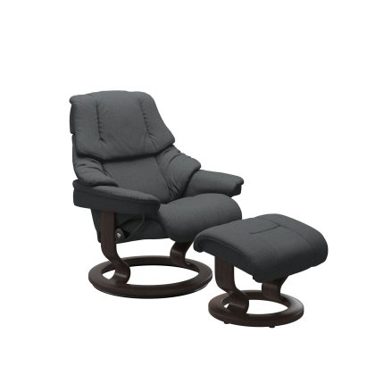 Stressless Reno Chair in Fabric, Classic Base with Footstool Stressless Reno Chair in Fabric, Classic Base with Footstool