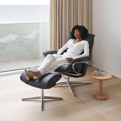 Stressless Mayfair Chair in Fabric, Cross Base with Footstool