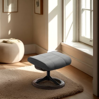 Stressless Consul Footstool in Leather, Signature Base Stressless Consul Footstool in Leather, Signature Base