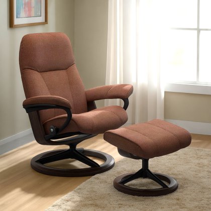 Stressless Consul Chair in Fabric, Signature Base with Footstool Stressless Consul Chair in Fabric, Signature Base with Footstool