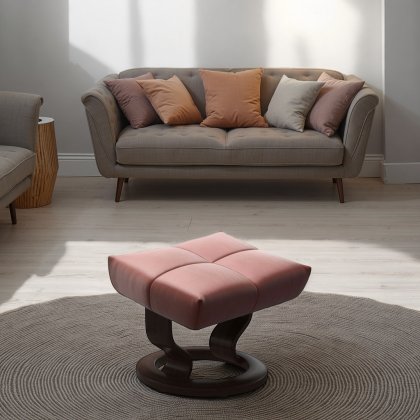 Stressless David Footstool in Leather, Classic Base Stressless David Footstool in Leather, Classic Base