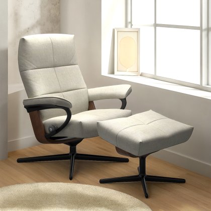 Stressless David Chair in Fabric, Cross Base with Footstool Stressless David Chair in Fabric, Cross Base with Footstool