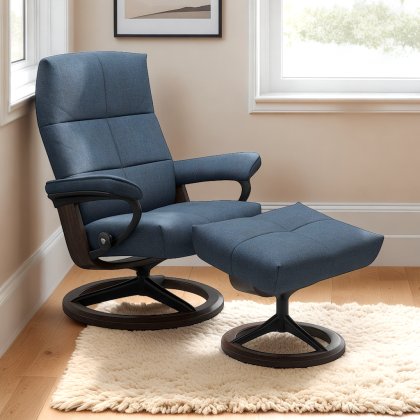 Stressless David Chair in Fabric, Signature Base with Footstool Stressless David Chair in Fabric, Signature Base with Footstool
