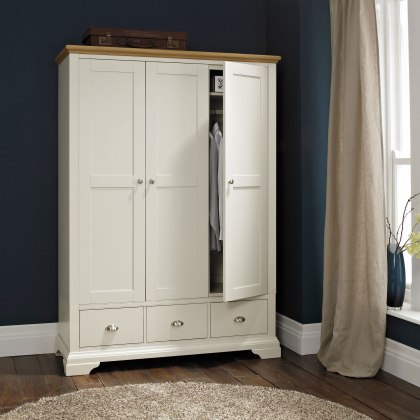 Hampstead Soft Grey and Pale Oak Triple Wardrobe