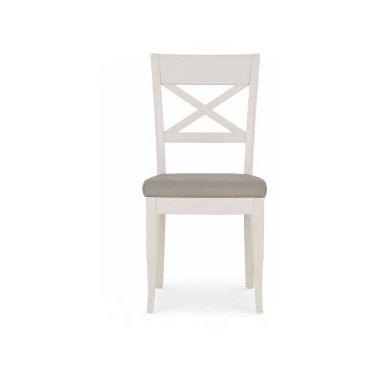 Montreux Washed Oak and Soft Grey X Back Chair - Ivory Bonded Leather (Pair)