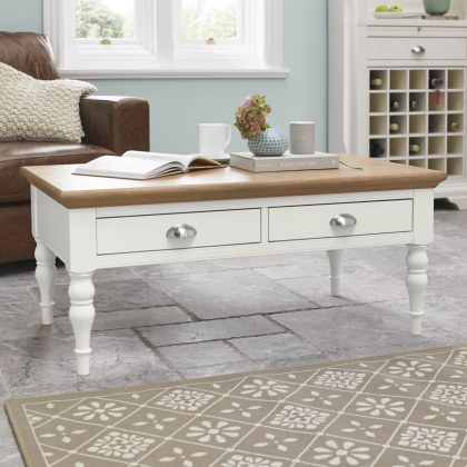 Montreux Washed Oak and Soft Grey Coffee Table - Turned Leg