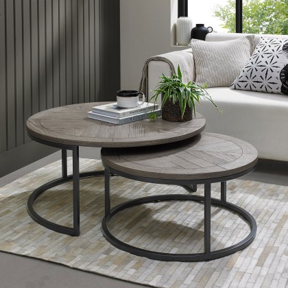 Monroe Silver Grey Nest of Coffee Tables