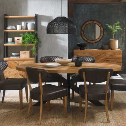 Ellipse Rustic Oak 6 Seater Dining Table