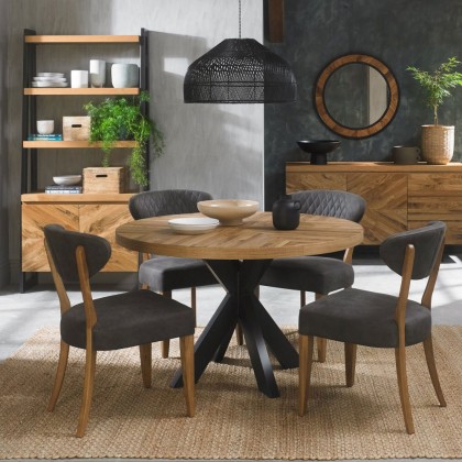 Ellipse Rustic Oak Circular Dining Table