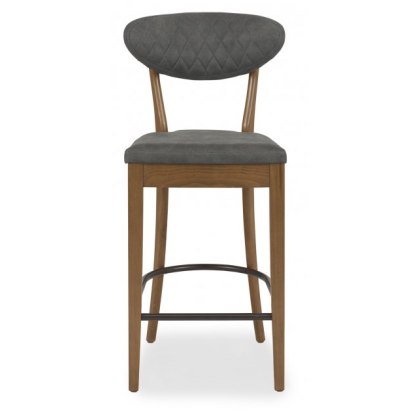 Ellipse Rustic Oak Upholstered Bar Stool (Pair)