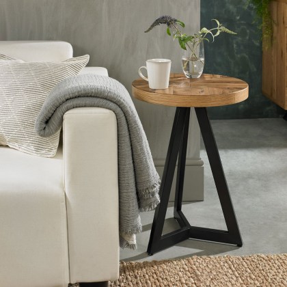 Ellipse Rustic Oak Lamp Table