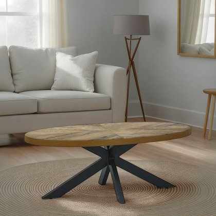 Ellipse Rustic Oak Coffee Table