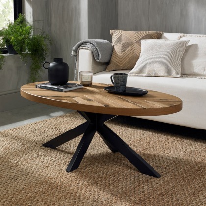 Ellipse Rustic Oak Coffee Table