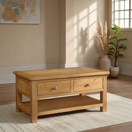 Arundel Light Oak Coffee Table With 2 Drawer