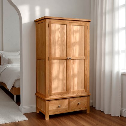 Arundel LightOak Gents Wardrobe With 2 Drawers Arundel LightOak Gents Wardrobe With 2 Drawers