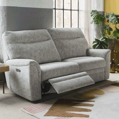 Hudson Double Power Recliner Large 2 Seater Sofa With Button Switches Single Motor