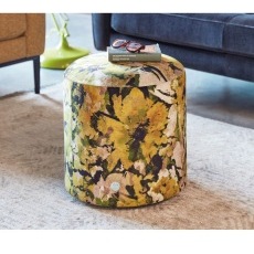 Vintage Bow Tall Round Footstool In Fabric