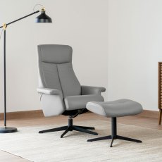 G Plan Lukas Recliner Chair and Stool in Leather