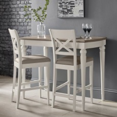 Montreux Soft Grey x Back Bar Stool Leather Pair