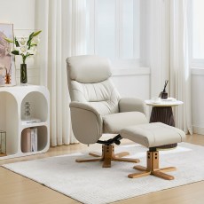 Ester Swivel Recliner Chair and Footstool In Leather