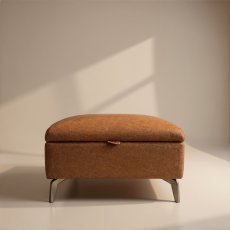 Small Storage Footstool In Leather