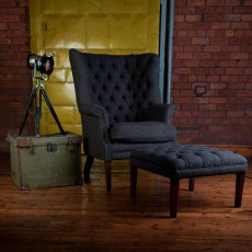 Mackenzie Buttoned Stool In Fabric