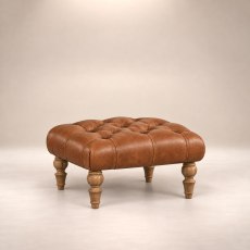 Newton Buttoned Stool in Leather