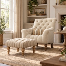 Newton Buttoned Stool In Fabric