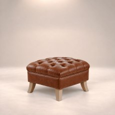 Tate Buttoned Stool In Leather Tate Buttoned Stool In Leather
