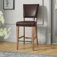 Belgrave Ivory Upholstered Chair - Rustic Espresso Faux Leather (Pair)