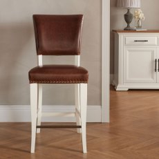Belgrave Ivory Bar Stool - Faux Leather (Pair)