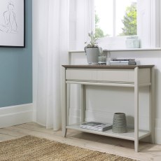 Bergen Grey Washed Oak & Soft Grey Console Table with Drawer