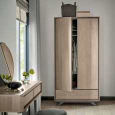 Brunel Scandi Oak & Dark Grey Double Wardrobe