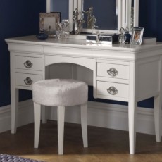 Chantilly White Stool - Grey Fabric