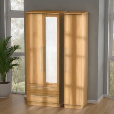 Sherwood Tall Triple 2 Drawer Mirror Robe Sherwood Tall Triple 2 Drawer Mirror Robe