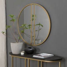 Chevron Satin Brass Mirror