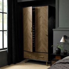 Sienna Fumed Oak & Peppercorn Double Wardrobe