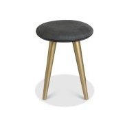 Sienna Fumed Oak Stool - Dark Grey Fabric