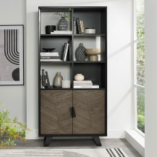 Emerson Weathered Oak & Peppercorn Display Unit