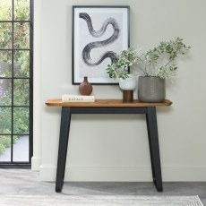 Emerson Rustic Oak & Peppercorn Console Table Emerson Rustic Oak & Peppercorn Console Table