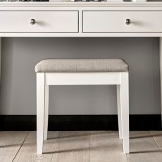 Ashby White Stool - Pebble Grey Fabric Ashby White Stool - Pebble Grey Fabric