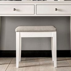 Ashby White Stool - Pebble Grey Fabric