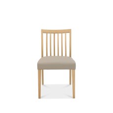 Bergen Oak Low Slat Back Chair - Grey Bonded Leather (Pair)