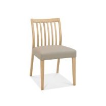 Bergen Oak Low Slat Back Chair - Grey Bonded Leather (Pair) Bergen Oak Low Slat Back Chair - Grey Bonded Leather (Pair)